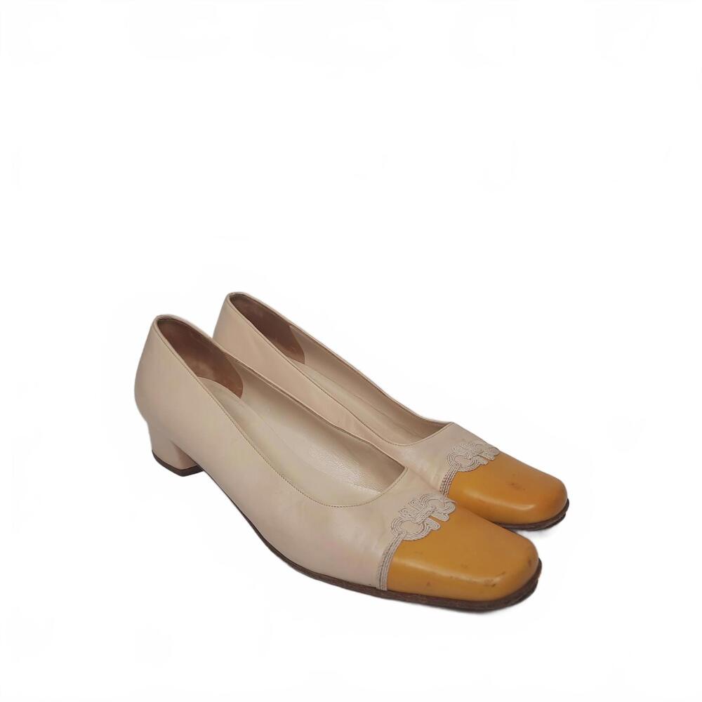 VTG Salvatore Ferragamo Two-Tone Leather Women's Flats 8.5 A